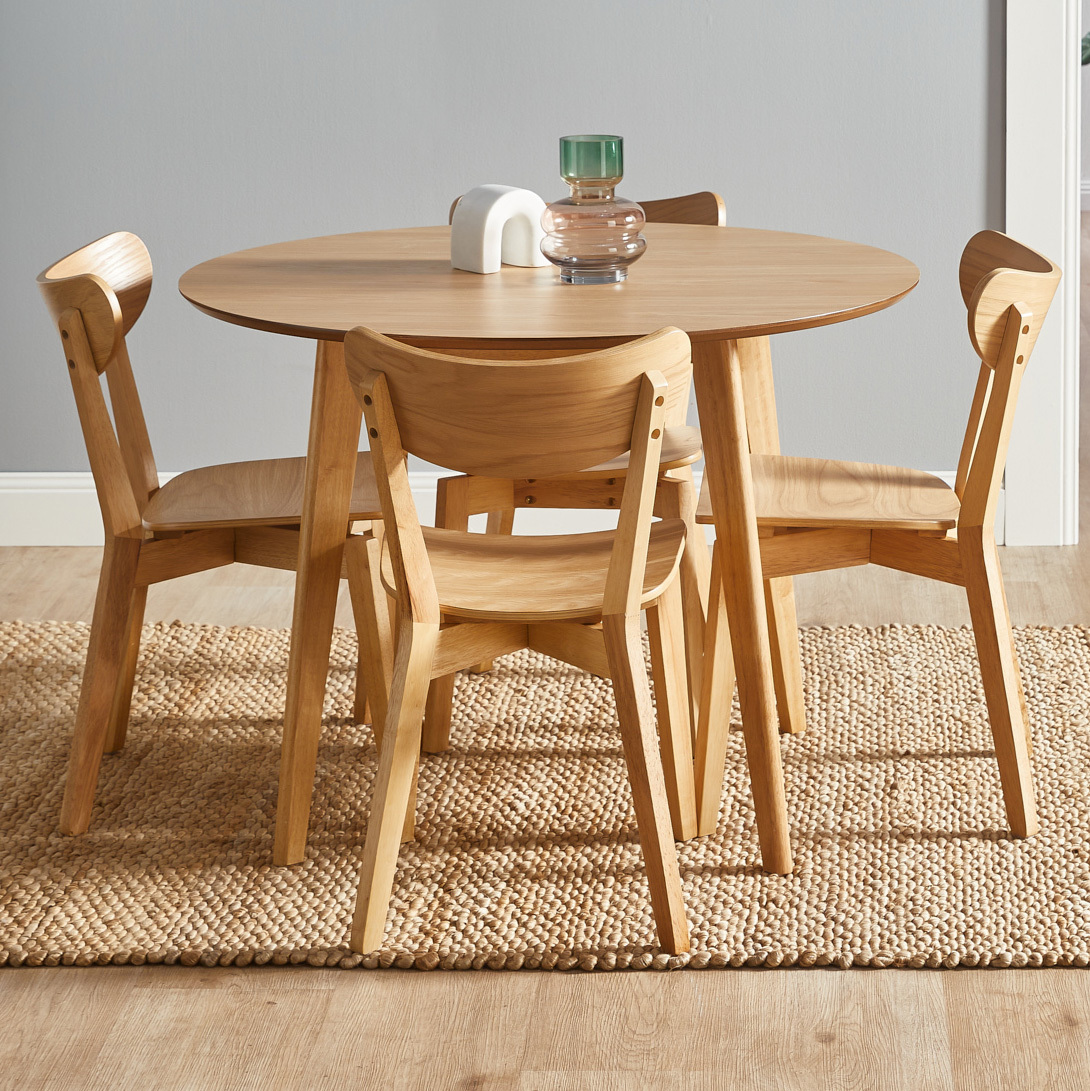 glass and oak dining table set