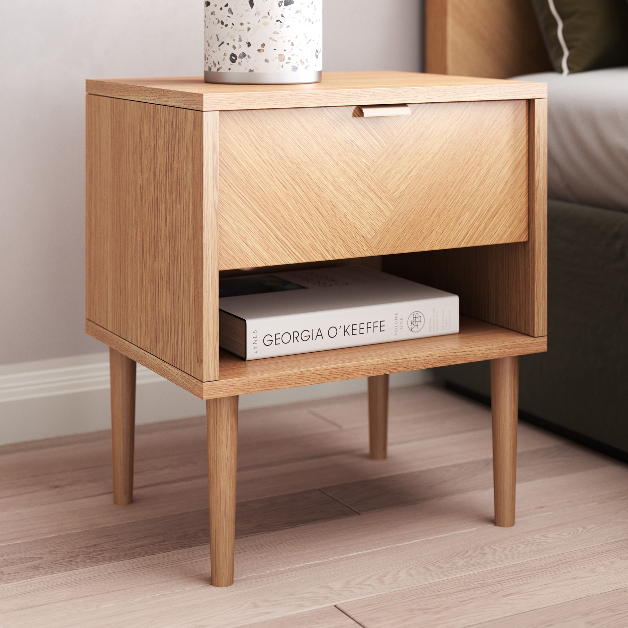 oak finish jackson bedside table