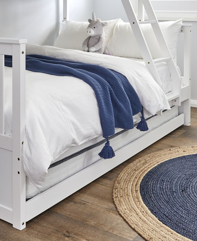 Double Bunk Bed With Trundle, White Seattle Single Over Double Bunk Bed With Trundle