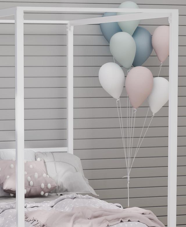 Studio Home White Cytus Canopy Bed Frame Temple & ster