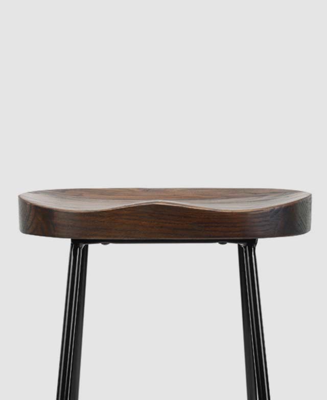 The moulded seat is shown at eye level, its wood grains on display. The moulded seat is shown at eye level, its wood grains on display.