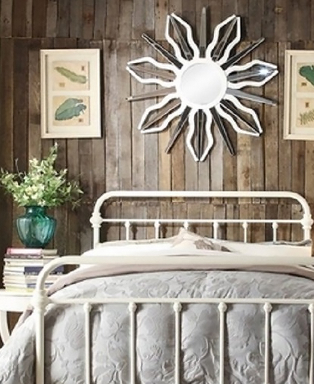 SandStoneSea Ivory White Carter Metal Bed Frame Temple & ster