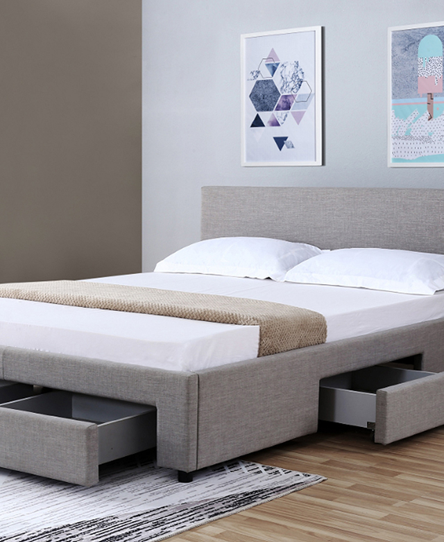 Mikasa Furniture Grey Robertson Upholstered Bed with Storage | Temple ...