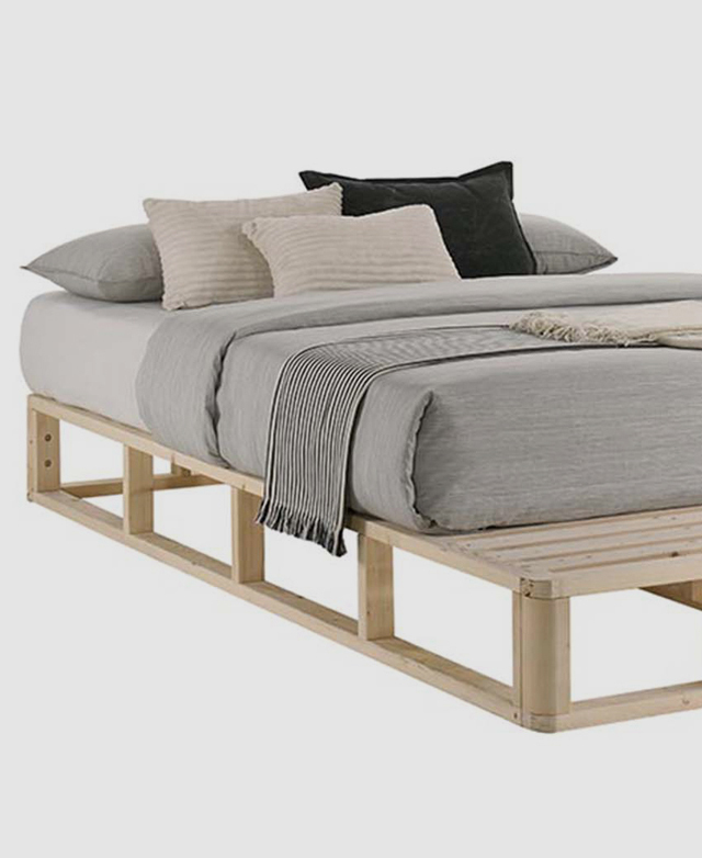 NordicHouse Natural Coastal Pallet Pine Wood Bed Base Temple & ster