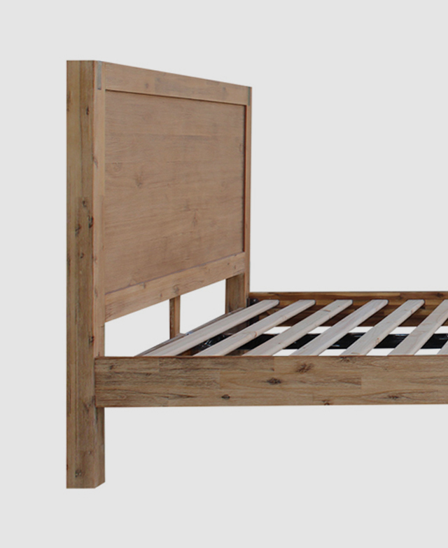 A side view displays the top half of the bed, showing its slender profile and clean lines. A side view displays the top half of the bed, showing its slender profile and clean lines.