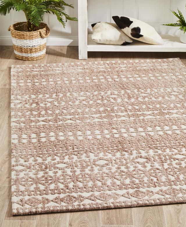 Network Rugs Peach & Natural Distressed Exotic Rug | Temple & Webster