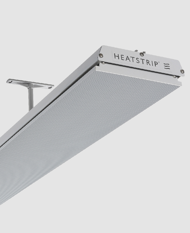 A close-up image displays the 'Heatstrip' label at the end, plus the textured element from where the heat is emitted. A close-up image displays the 'Heatstrip' label at the end, plus the textured element from where the heat is emitted.