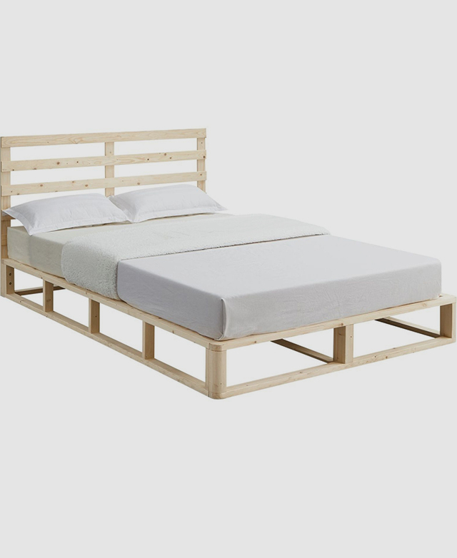NordicHouse Natural Mikel Pallet Style Wooden Bed Frame Temple & ster