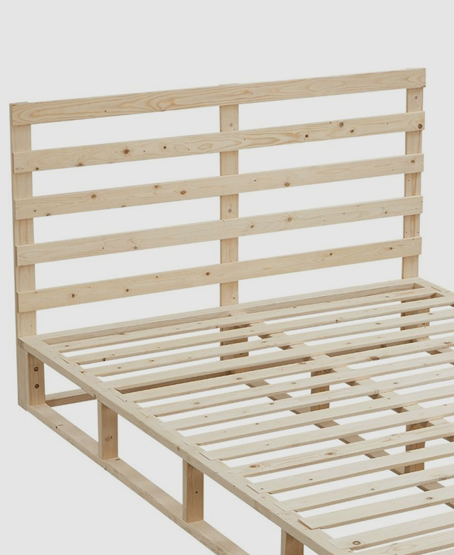 NordicHouse Natural Mikel Pallet Style Wooden Bed Frame Temple & ster