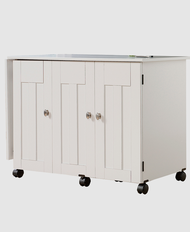 White Multifunctional Hideaway Desk Cart