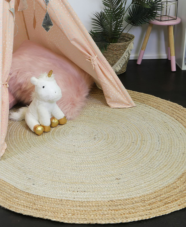 Round Jute Rug - Beige/bear - Home All