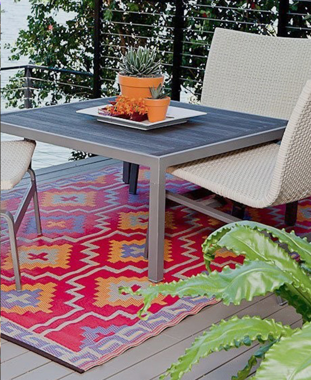 Lhasa - Orange & Violet Boho Outdoor Rug for Patio