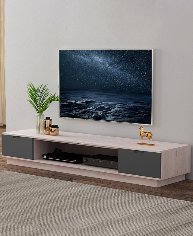 Monument Furniture 220cm Natural Rio TV Unit Temple & ster