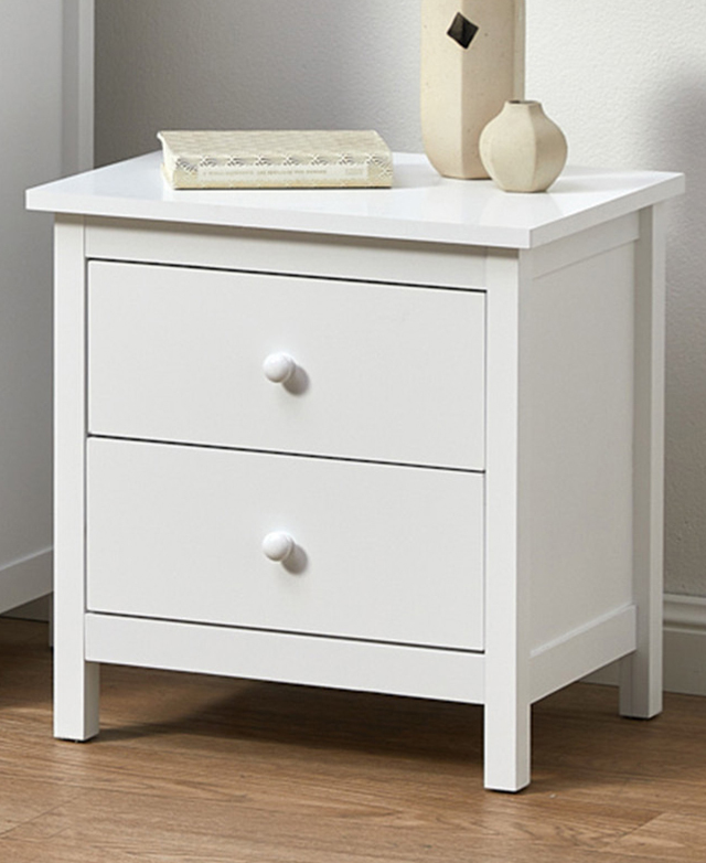 Temple & Webster White Noosa 2 Drawer Bedside Table