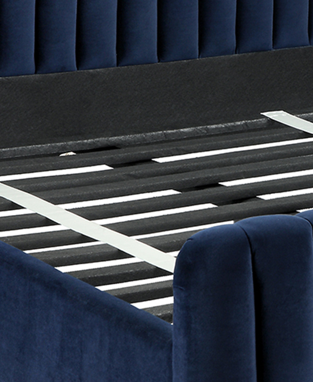 Temple Webster Navy Emily Velvet Bed