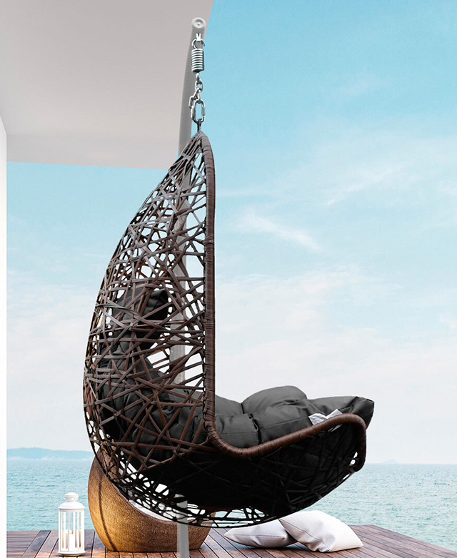 Chiswick Living Premium Arcon Curved PE Rattan Outdoor Hanging Egg