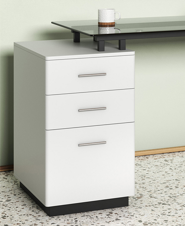 Temple & ster Black & White Gabe GlassTop Desk with Storage