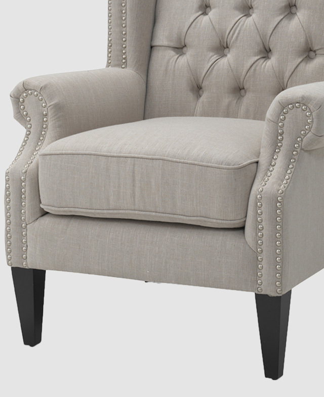 Hyde Park Home Taupe Duke Wingback Armchair Temple & ster