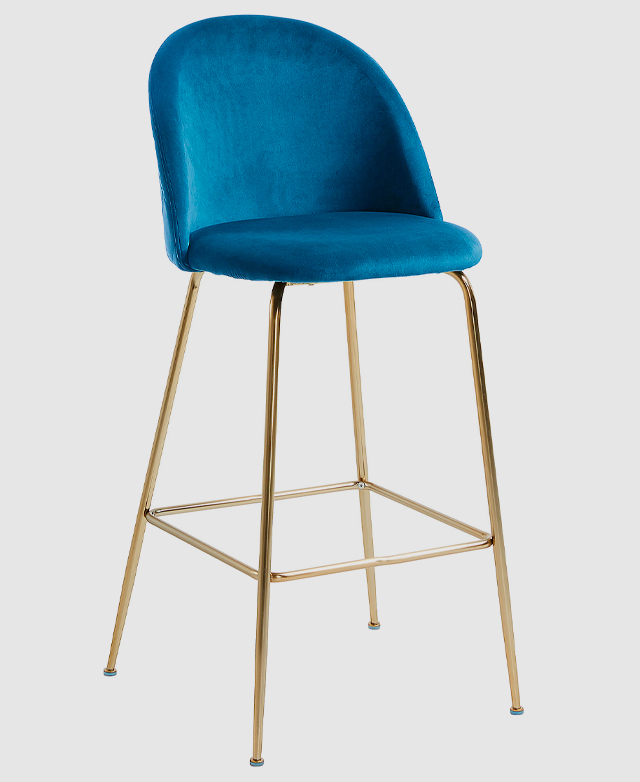 Linea Furniture 65cm Colette Gold Leg Velvet Barstools | Temple & Webster