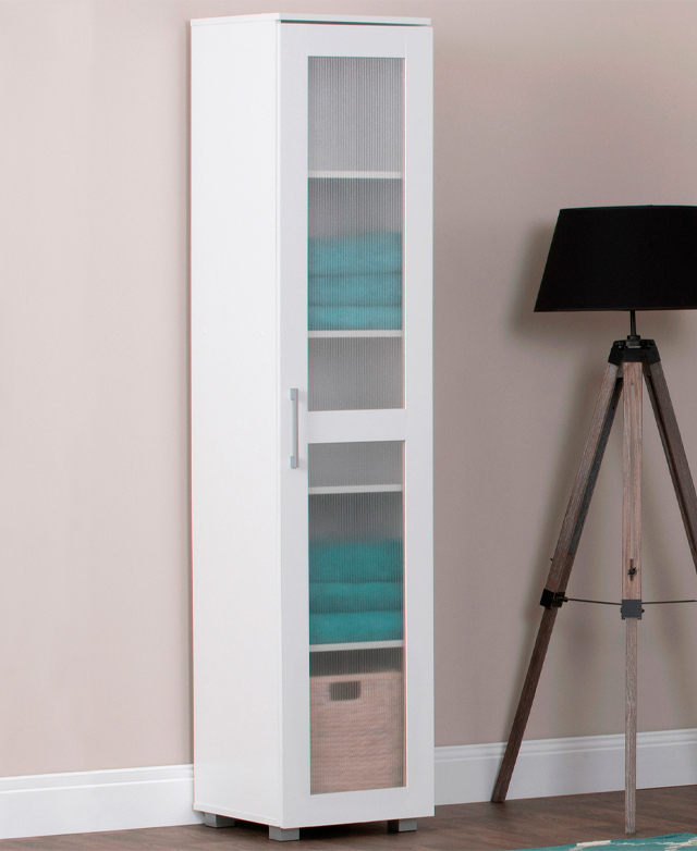 In Home Furniture Style White Aspen Single Door Tall Cupboard The