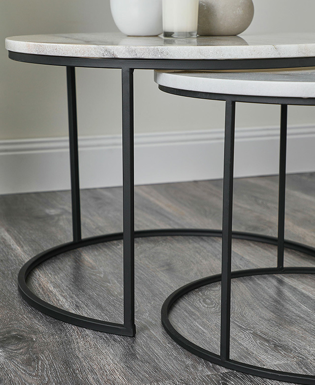 Maddison Lane 2 Piece Courtney Marble Nesting Coffee Table Set | Temple & Webster