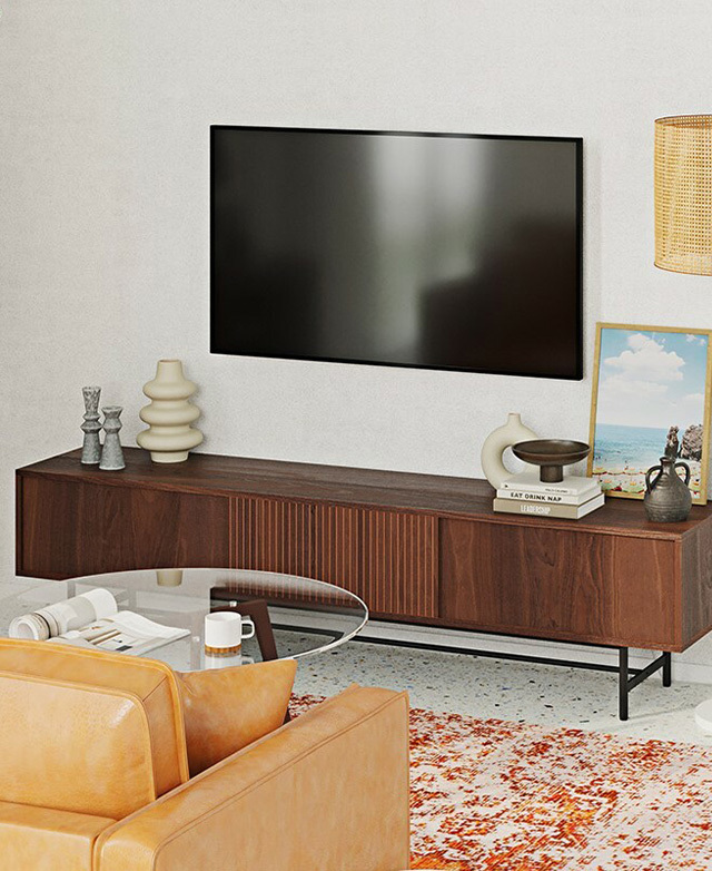 mid century modern wall mounted tv stand