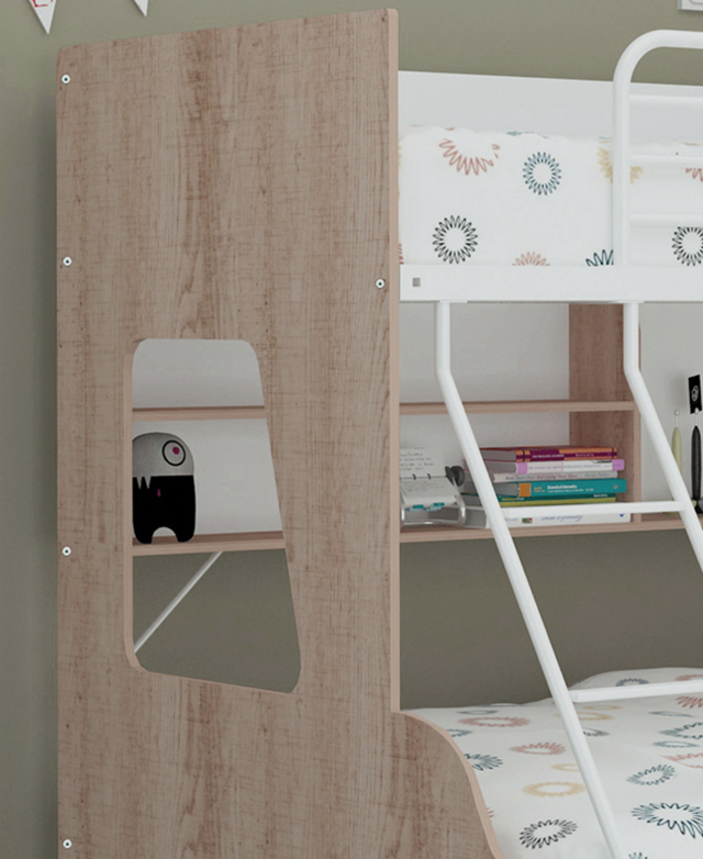 Gigi's Garden White Single Over Double Trio Bunk Bed with Shelves