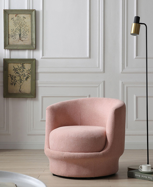 small pink velvet chair