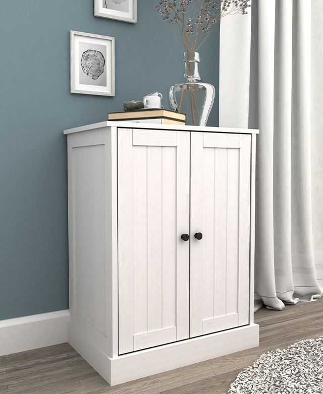 In Home Furniture Style White Hamptons Double Door Cupboard | Temple ...