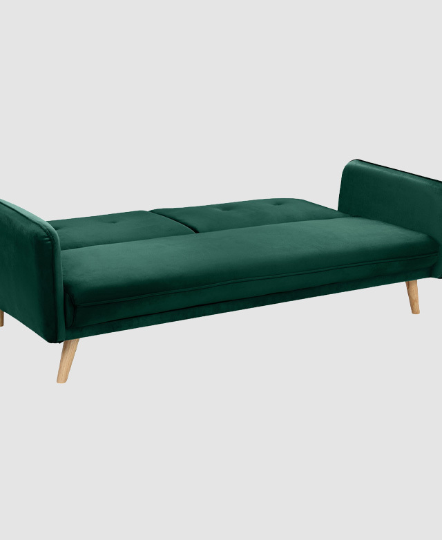 The sofa bed is unfolded into bed formation so the smooth surface can be fully seen.