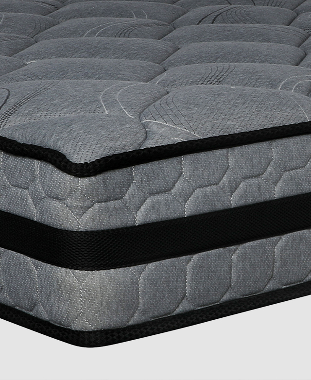 The thickness of the mattress is depicted from the side, highlighting its dense constitution for medium firm support.