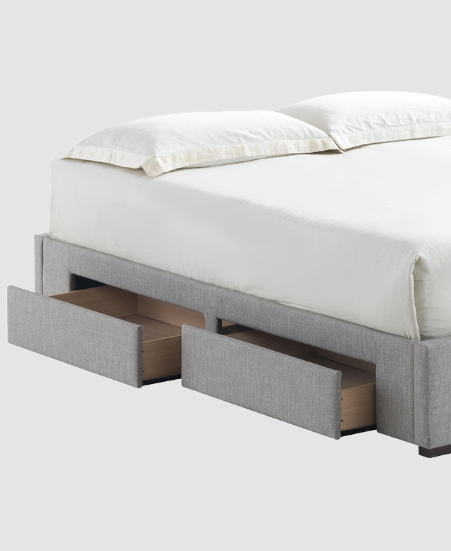 Temple & Webster Grey Lucas Queen Bed Base with Storage