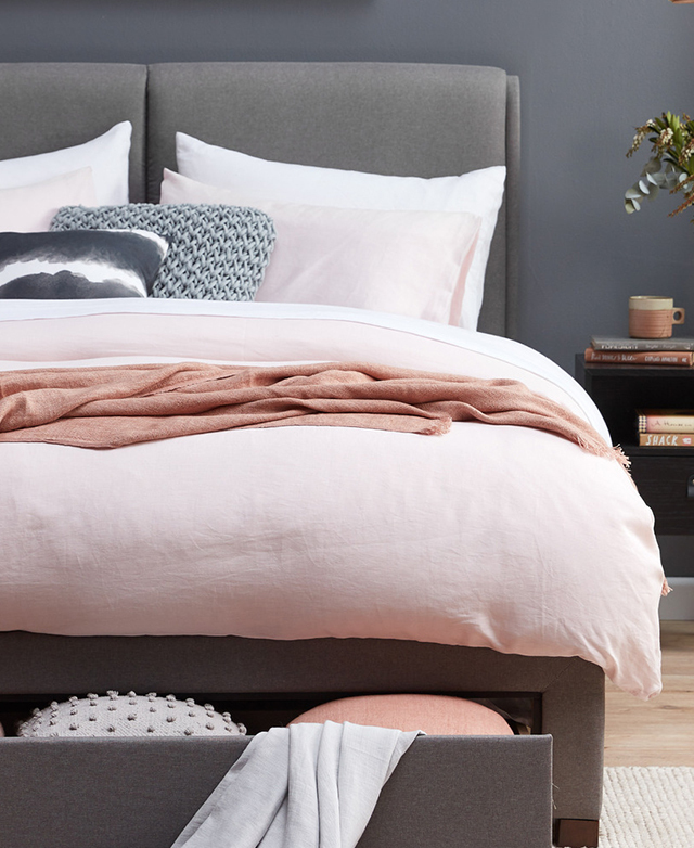 Vintage Design Blush French Linen Quilt Cover Set | Temple & Webster