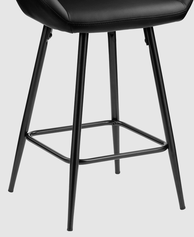 Temple & ster 62cm Black Frankie Faux Leather Barstools