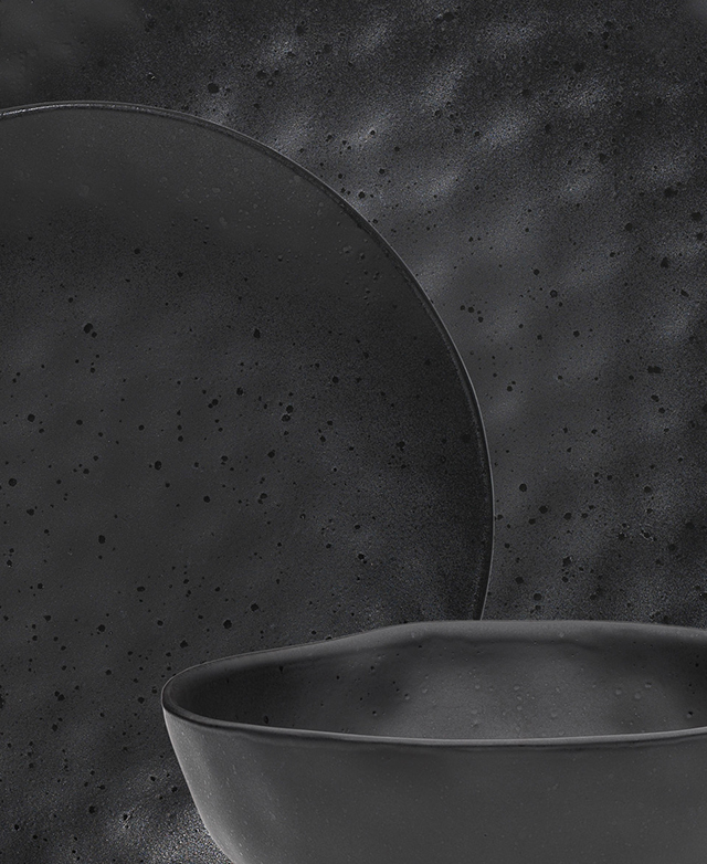 Ecology 18 Piece Ebony Ecology Speckle Stoneware Dinner Set Temple