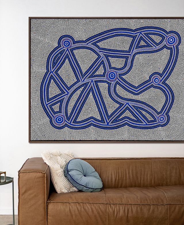 Alcove Studio Ngapa Jukurrpa III Blue Canvas Wall Art Temple & ster