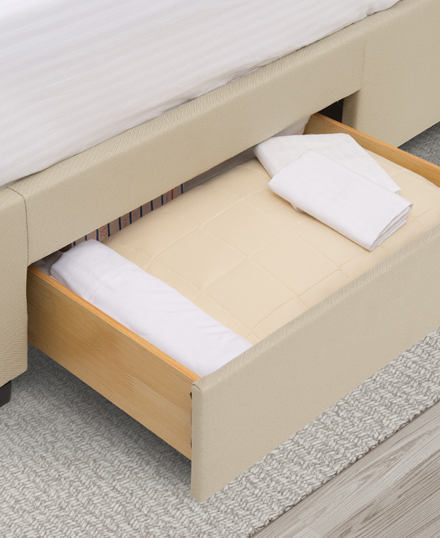 Chiswick Living Cream Palermo Bed Base with Drawers | Temple & Webster