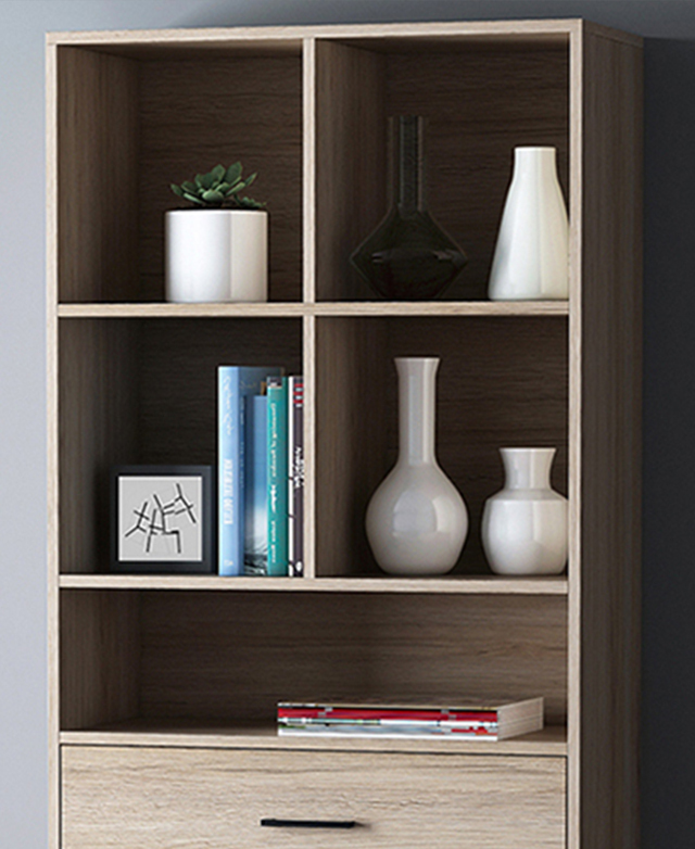 York street Natural Niva Display Bookcase with Middle Drawer | Temple ...