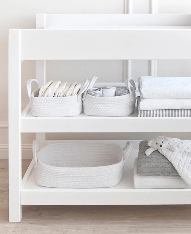 LivingTextiles 3 Piece White Cotton Rope Storage Set | Temple & Webster