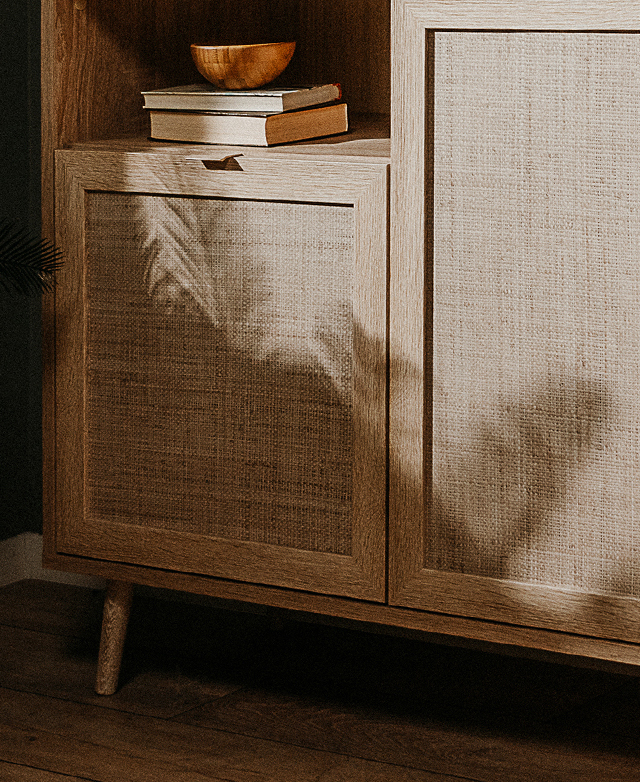 Small Jamal Rattan Effect Sideboard Temple & ster