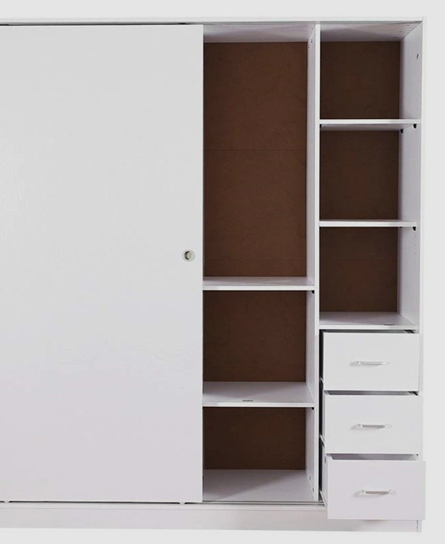 Black/ White Sliding 2 Door and 5 Drawers Modular Wardrobe - Milton