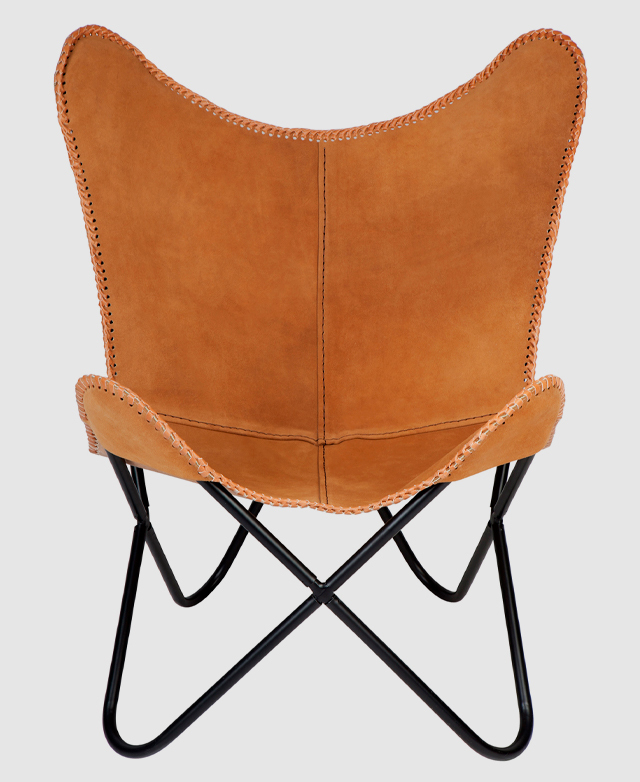 camel leather butterfly chair