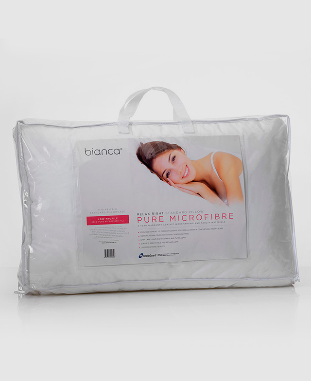 Bianca Relax Right Pure Microfibre Pillow Low Profile 850g | Temple ...