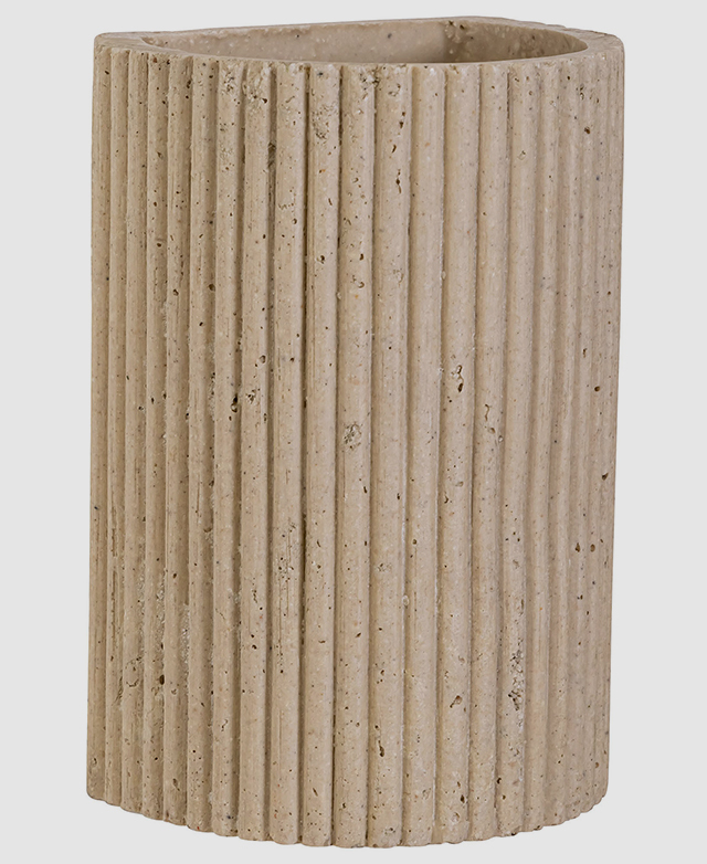 External ribbing of the semi-circular wall light is even and textural.