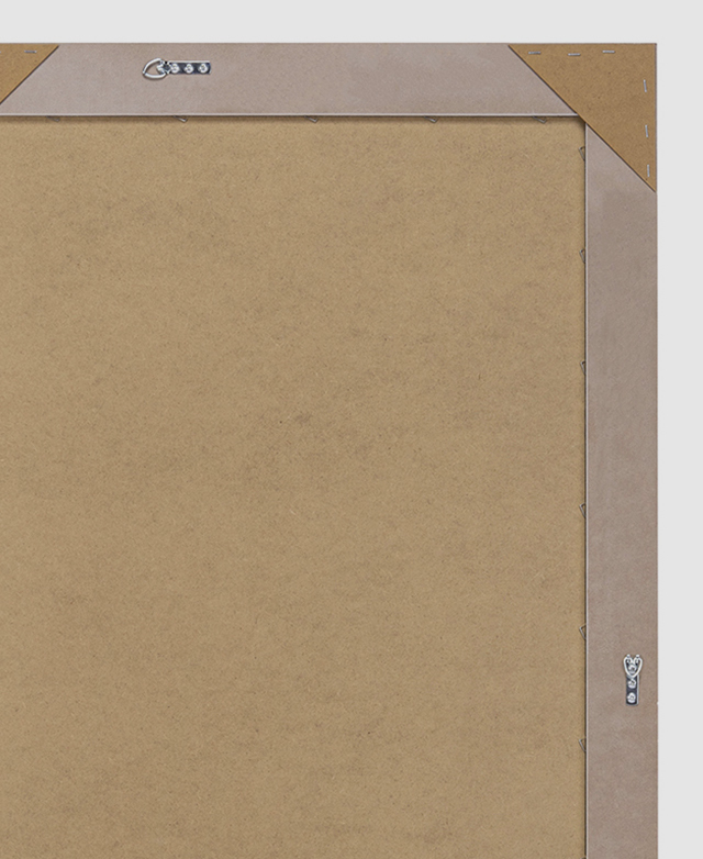 On the back of the mirror are metal hanging hooks for vertical and horizontal hanging options.