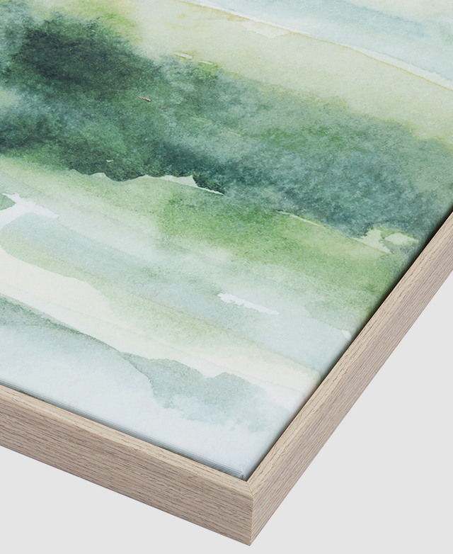 A corner of the canvas print is shown close up to highlight the various shades of green. A corner of the canvas print is shown close up to highlight the various shades of green.
