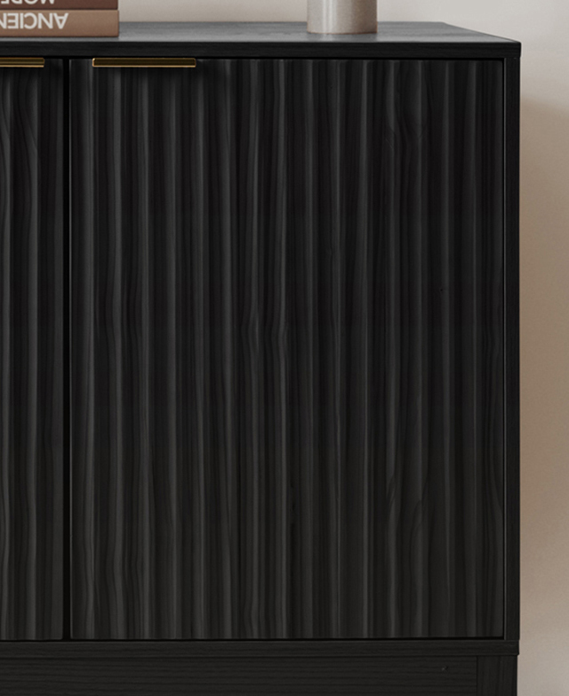 Close-up view zooms in on the textured, fluted doors.