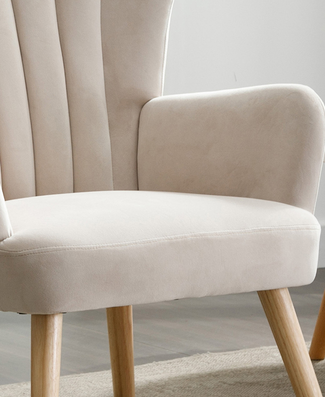 The seat and an armrest are in focus to show the rounded corners and soft finish. The seat and an armrest are in focus to show the rounded corners and soft finish.
