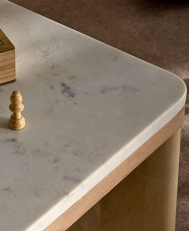 Misha Square Mango Wood & Marble Coffee Table
