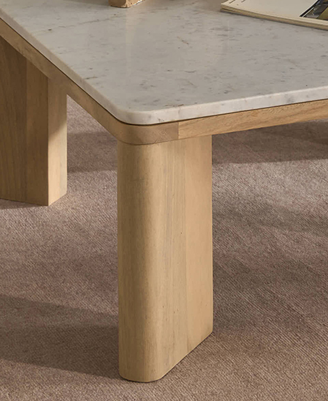 Misha Square Mango Wood & Marble Coffee Table